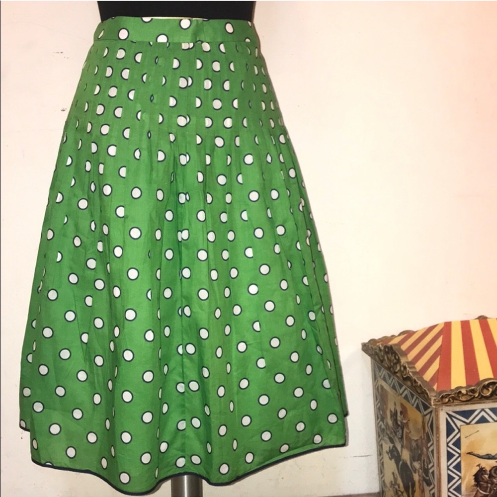 Jcrew Polka dot Skirt Size 6 green - Picture 2 of 9